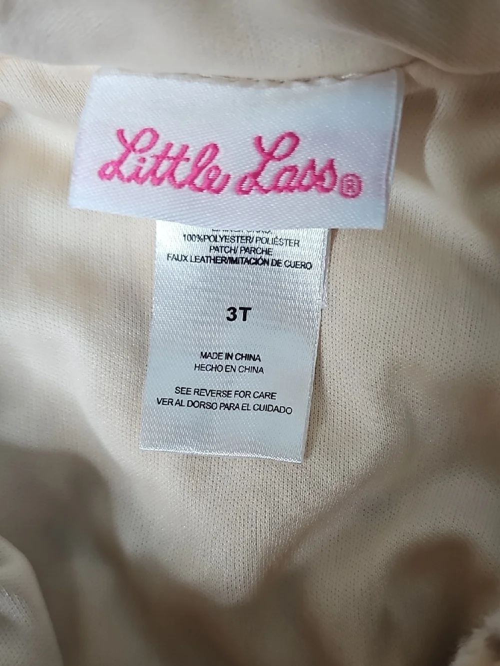 Little Lass Cream Toddler Jacket with Pink Logo